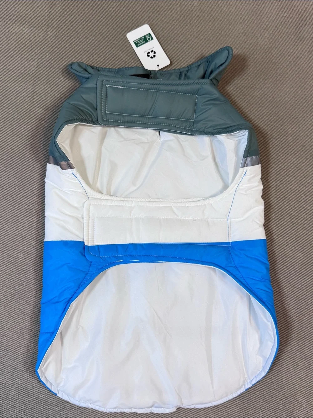 32 Degrees Heat Dog Jacket Puffer Vest Size M Green Blue White Reflective